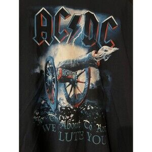ACDC Mens T Shirt Retro 2XL Long Sleeve Band Music Salute Colorblock Cannon
